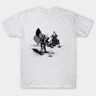 Astronaut Putting the American Flag On the Moon T-Shirt